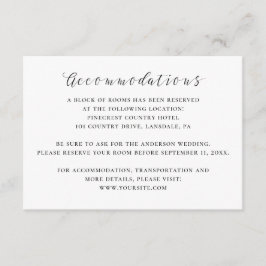 Hochzeitsunterkünfte in Schwarzweiß Begleitkarte