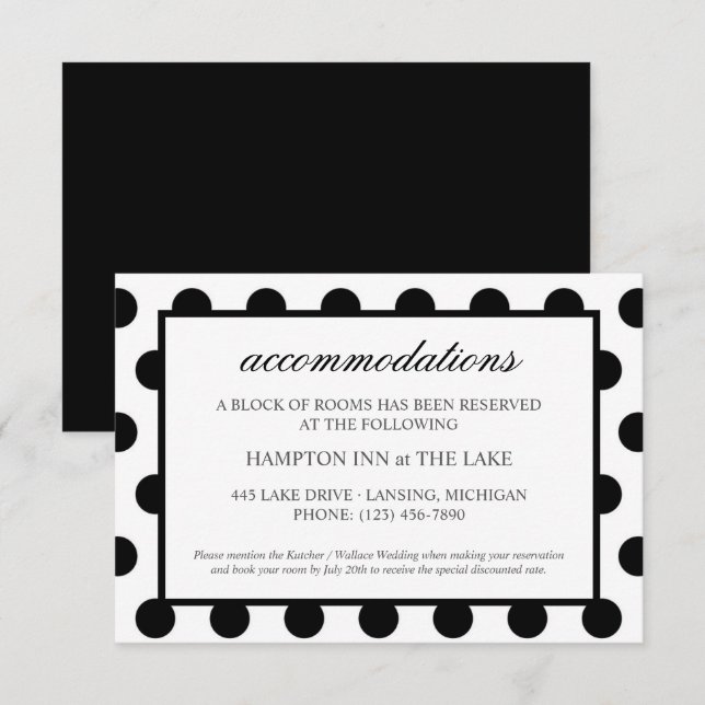 Hochzeitsunterkünfte| Klassische schwarze Umschlie Einladung (Vorne/Hinten)