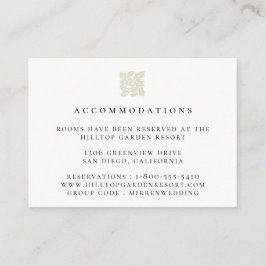 Hochzeitsunterkünfte mit Vintagem Leaf-Logo Begleitkarte