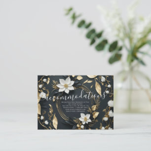 Hochzeitsunterkünfte mit weißem Gold-Blumenzauber Begleitkarte