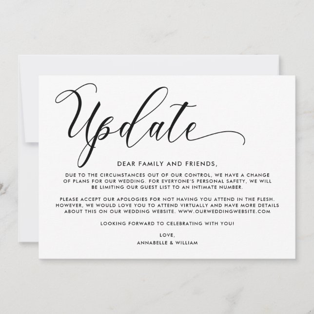 Hochzeitsupdate | Kleinere Hochzeit Ankündigung (Vorderseite)