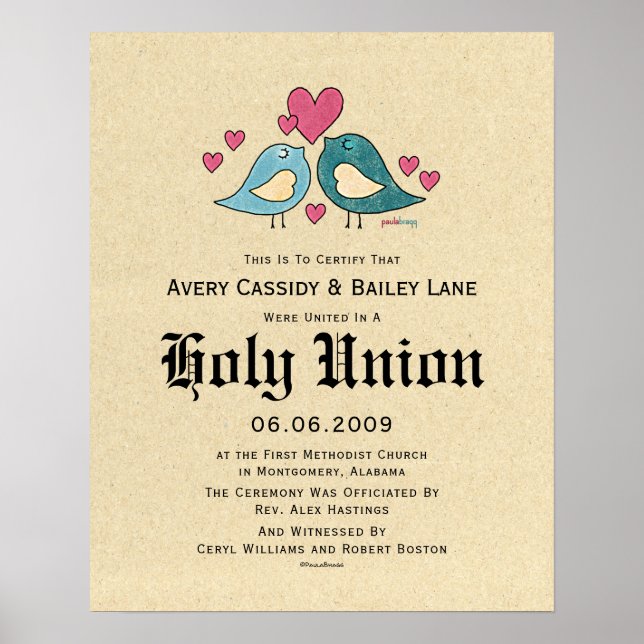 Hochzeitsurkunde "Heilige Ehe" Poster (Vorne)