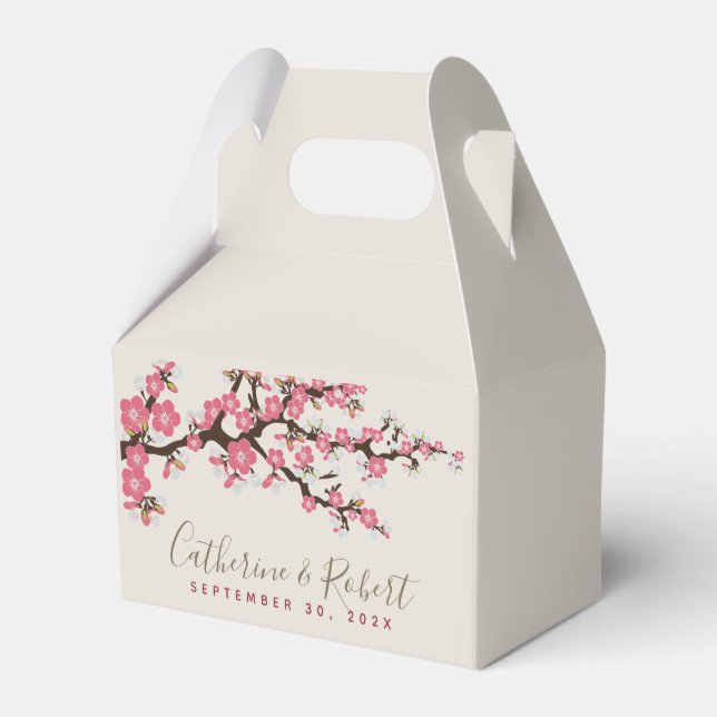 Hochzeitsveranstaltung Cherry Blossom Pink Gefalle Geschenkschachtel (Rückseite)