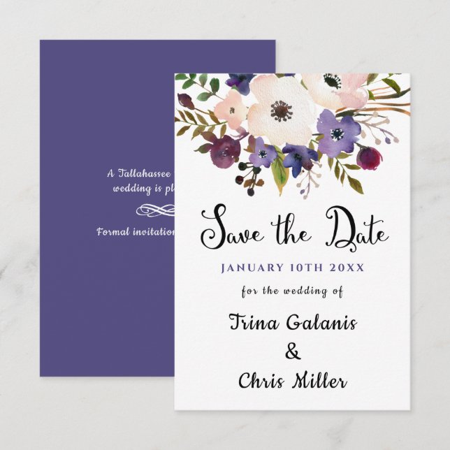 Hochzeitsveranstaltung Floral Chic Save the Date F (Vorne/Hinten)