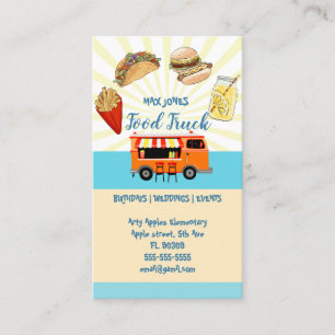 Hochzeitsveranstaltung Hotdog Futter LKW Catering Visitenkarte