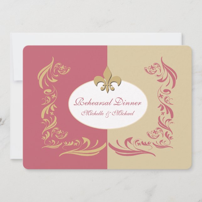 Hochzeitsveranstaltung mit Gold Sand Berry Pink Li Einladung (Vorderseite)