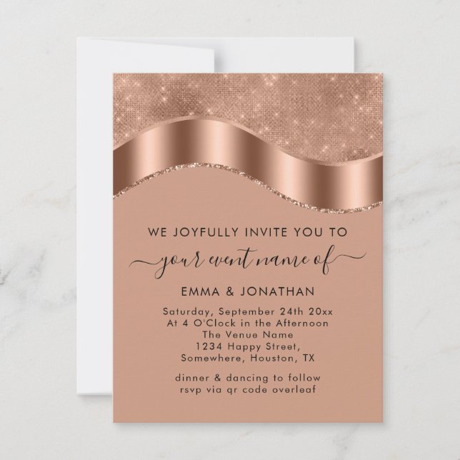 Hochzeitsveranstaltung - QR Code Rose Gold Border (Vorderseite)