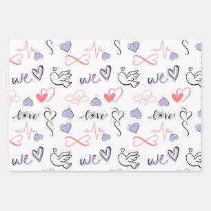 Hochzeitsverpackungs-Set für Geschenke und Dusche. Geschenkpapier Set