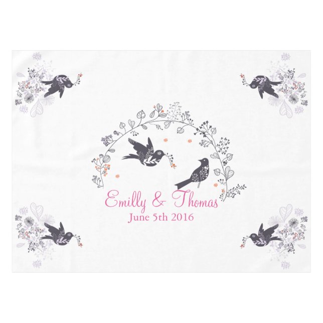 Hochzeitsvögel auf kundengerechter Tischdecke der (Vorderseite (Horizontal))