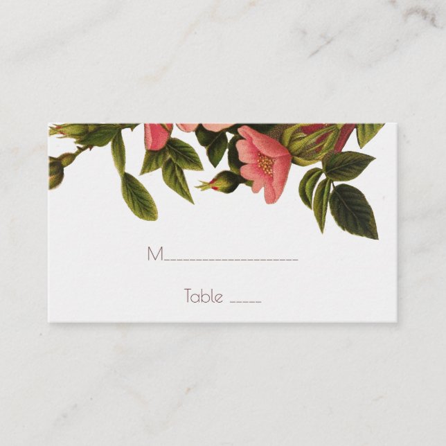 Hochzeitsvorlagenplatzierungen mit eleganten Blume Platzkarte (Vorderseite)