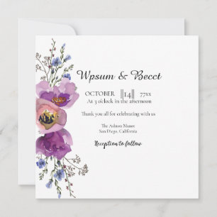 Hochzeitsvorlagenvektor mit schöner Blumenplatte Einladung