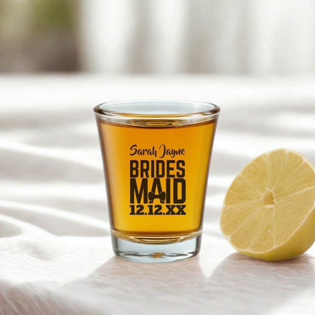Hochzeitsvorschlag Bridesmaid Gefallen Schnapsglas (For your Bridesmaid. A cute shot glass with space for her name and your wedding date)