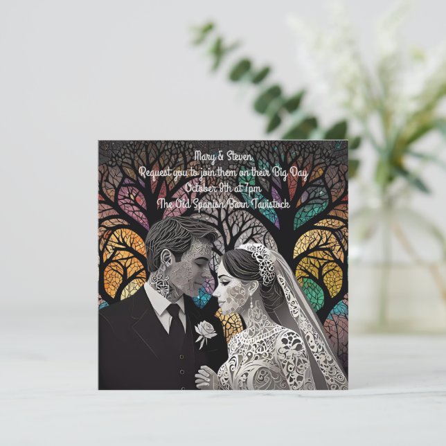 Hochzeitsvorstellungen und Geschenke Einladung (Stehend Vorderseite)