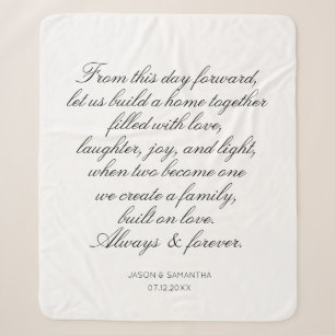 Hochzeitsvows Personalisierte Kalligraphie Sherpadecke