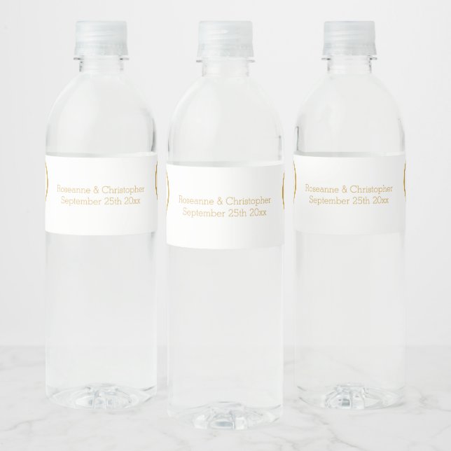 Hochzeitswasser Flasche Etikett Gold Herzen (Flaschen)