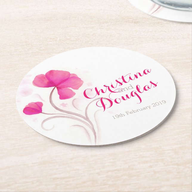 Hochzeitswasserfarbe Blume rosa rosa Untersetzer (Angewinkelt)