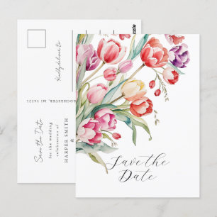 Hochzeitswassertulips Save the Date Postkarte