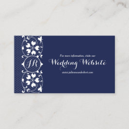Hochzeitswebkarte für das Navy Lace Monogram Begleitkarte