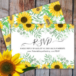 Hochzeitswebsite für Wasserfarben-Sonnenblumen RSVP Karte