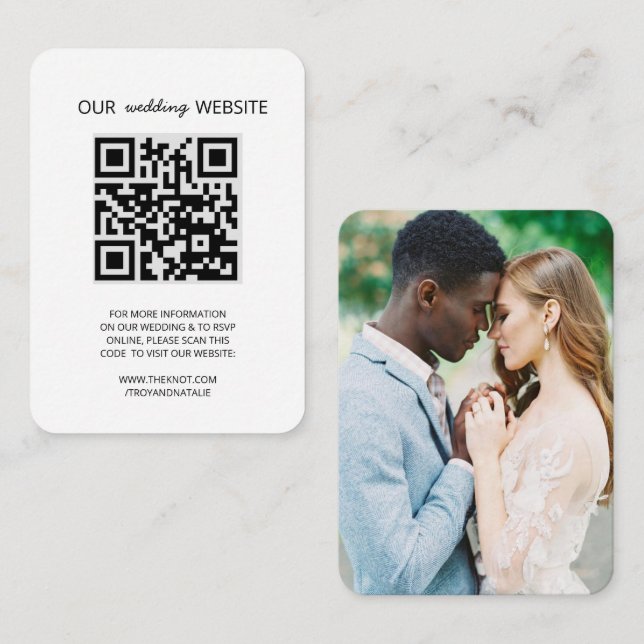 Hochzeitswebsite QR Code Foto RSVP Card Begleitkarte (Vorne/Hinten)