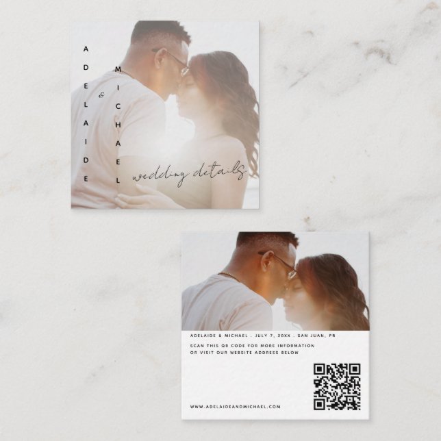 Hochzeitswebsite QR Code Modernes Foto UAWG Weddin Begleitkarte (Vorne/Hinten)