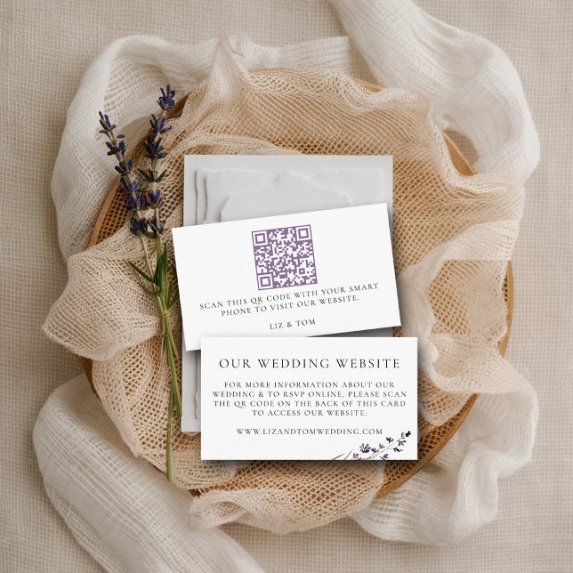 Hochzeitswebsite QR Code Rustic Lavender Wedding Begleitkarte (lavender wedding website provence wreath modern classic elegant watercolor theme)