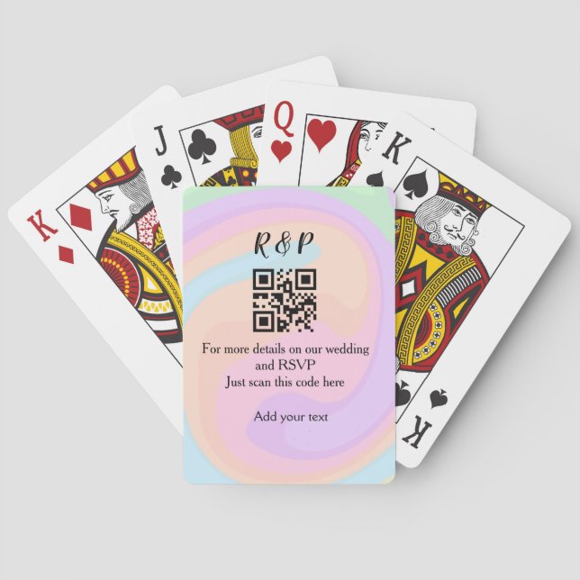 Hochzeitswebsite RSVP Q R Code Name Text hinzufüge Spielkarten (Rückseite)