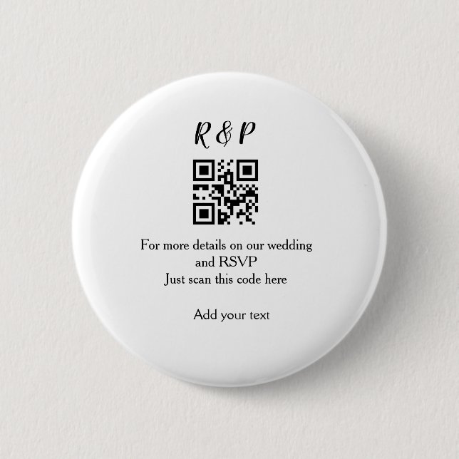 Hochzeitswebsite RSVP QR-Code Name Text hinzufügen Button (Vorderseite)