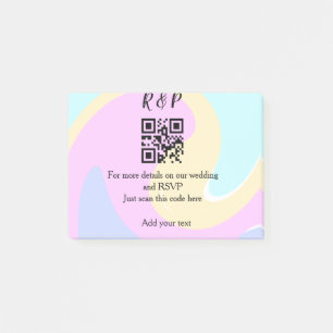 Hochzeitswebsite RSVP QR-Code Name Text hinzufügen Post-it Klebezettel
