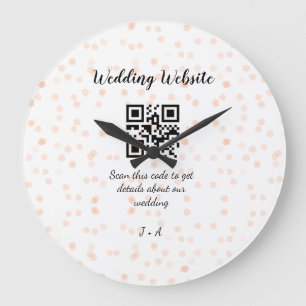 Hochzeitswebsite Scan-QR-Code für Details orange s Große Wanduhr