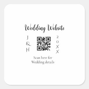HOCHZEITSWEBSITE SCAN QR PAAR NAME JAHR EINFACH MI QUADRATISCHER AUFKLEBER
