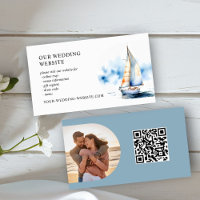 Hochzeitswebsite und QR-Code für Segelboot am Meer