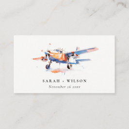 Hochzeitswebsite zum Blue Orange Blush Airplane Begleitkarte