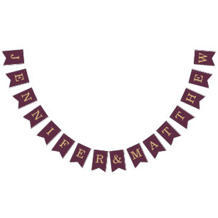 Hochzeitswein Farbe Golden Braut Bräutigam Namen E Wimpelkette