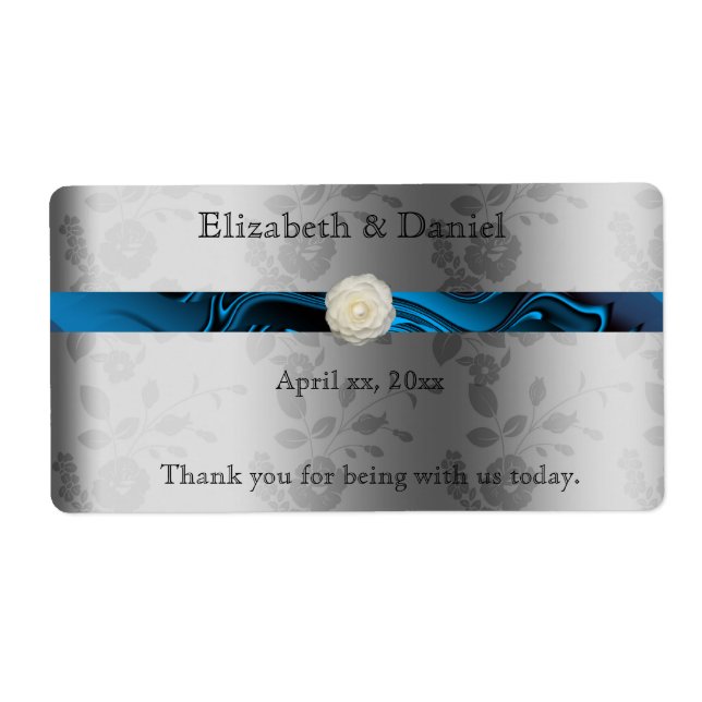 Hochzeitsweine/Wasser-Flaschen-Etikett mit blauem  (Vorne)