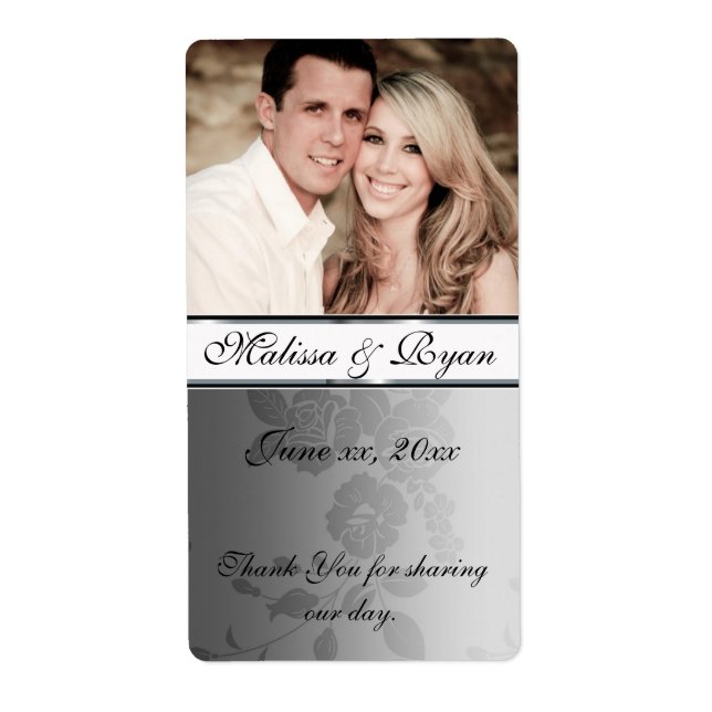 Hochzeitsweinetikett-SilberDamaskus (Vorne)