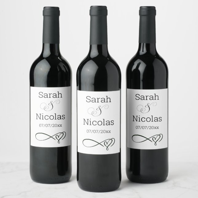 Hochzeitsweinlabel personalisiert minimalistisch weinetikett (Flaschen)