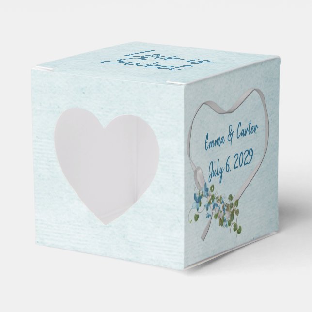 Hochzeitsweiße Band Herz auf Aqua Gevor Box Geschenkschachtel (Vorderseite)