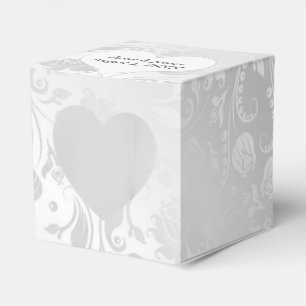 Hochzeitsweißer Satin-Damask mit Herz Geschenkschachtel