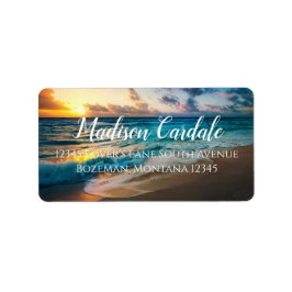 Hochzeitswellen am Strand Rücksendeadressen-Aufkle Adressaufkleber