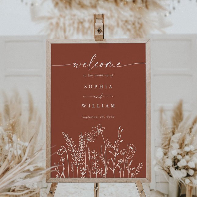 Hochzeitswillkommen Burnt Orange Wildblume Poster (Von Creator hochgeladen)