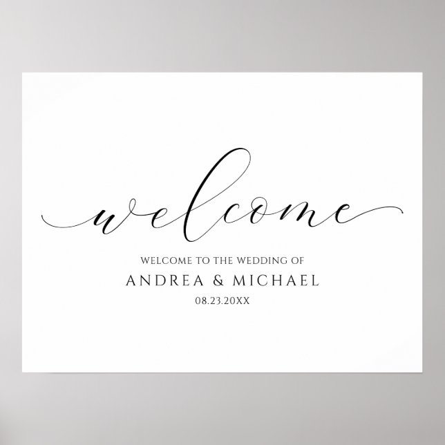 Hochzeitswillkommen Luxus-Kalligrafie Typografie Poster (Vorne)
