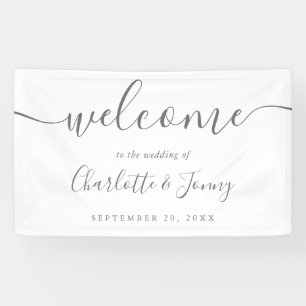 Hochzeitswillkommensbanner mit Unterschrift Schrif Banner