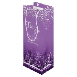 Hochzeitswinterkiefern lila Kunst danke Geschenktüte Für Weinflaschen
