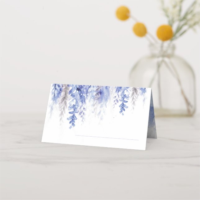 Hochzeitswinterrebe Kaskade blaugraue Platzkarte (Rückseite)