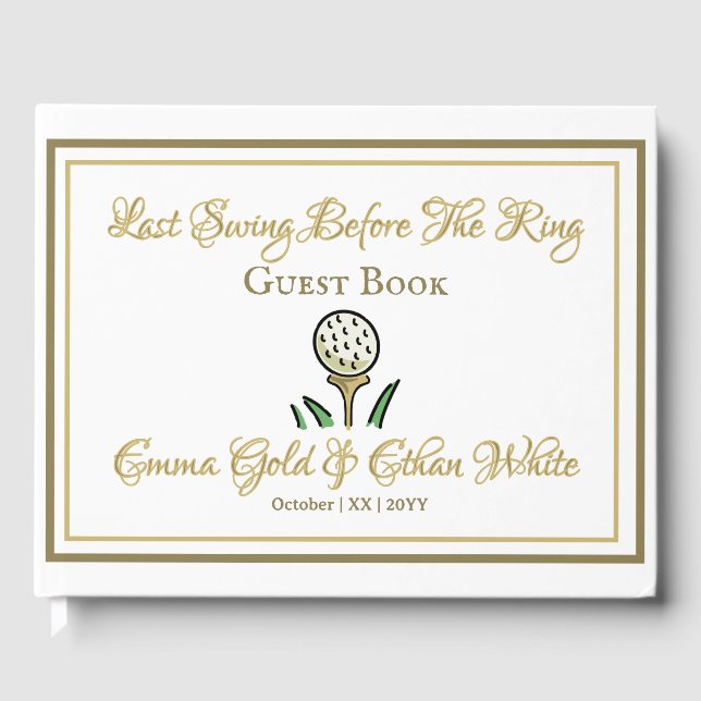 Hochzeitswochenende Golf Gold & Foto Gästebuch (Vorderseite)