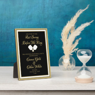 Hochzeitswochenende Pickleball Black & Gold Fotoplatte