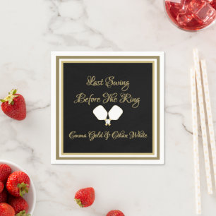 Hochzeitswochenende Pickleball Gold und Weiß Serviette