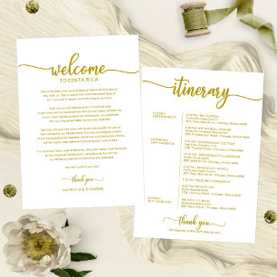 Hochzeitswochenende-Willkommens-Itinerary Einfache