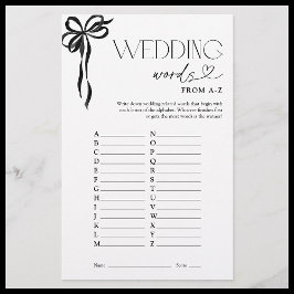 Hochzeitsworte von A-Z Black Bow Shower Game